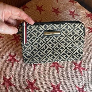 Tommy Hilfiger Black and Cream Monogram Pouch